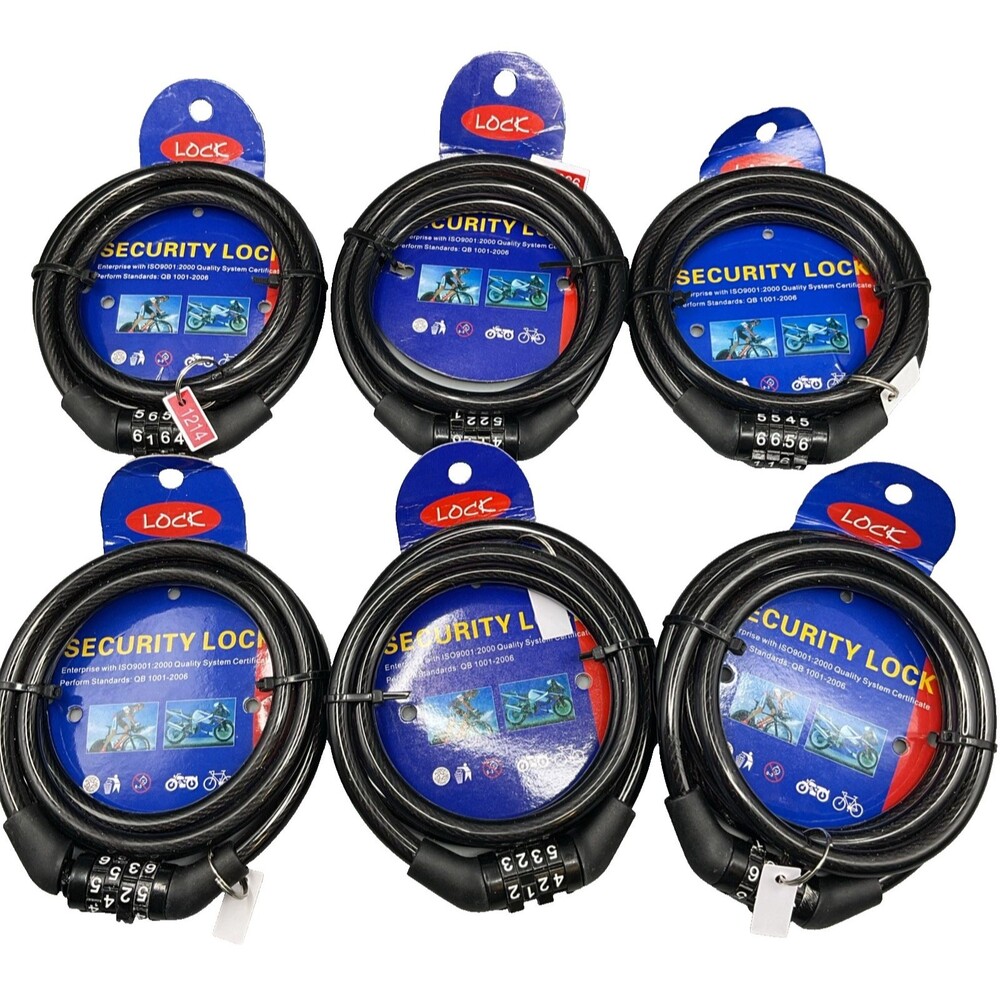 Lock & Lock Bicycle Bike Lock Cable Chain 4 Digit Combination  6pcs NEW